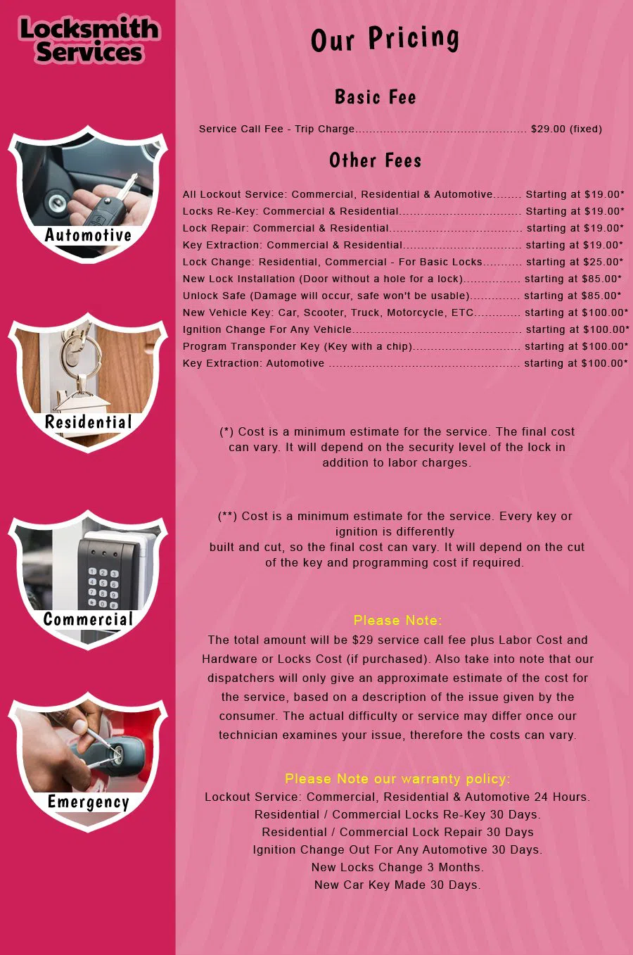 Wyckoff NJ Locksmith Store Wyckoff, NJ 201-719-7702 - price-list-c-18